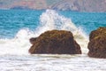 Beach slapped by a wave Royalty Free Stock Photo