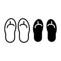 Beach slippers line and glyph icon. Flip flops vector illustration isolated on white. Footwear outline style design Royalty Free Stock Photo