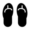Beach slippers solid icon. Flip flops vector illustration isolated on white. Footwear glyph style design, designed for Royalty Free Stock Photo