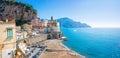 Beach in small town Atrani in province of Salerno, Campania region, Italy