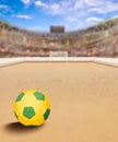 Beach Soccer Arena With Ball on Sand and Copy Space