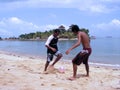 Beach soccer at beach resort Royalty Free Stock Photo