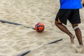 A beach soccer player ready to take a corner Royalty Free Stock Photo