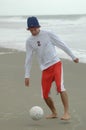 Beach soccer playing Royalty Free Stock Photo