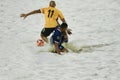 Beach soccer teams, the Bahamas and Guatemala, playing in the CONCACAF Beach Soccer Championship