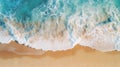 beach and soft white waves from top view. turquoise water background Royalty Free Stock Photo