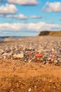 Beach soil with strand and sea