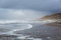 Beach of Sondervig near Hvide Sande on a cloudy winter day Royalty Free Stock Photo