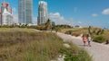 Beach of South Pointe in Miami Beach, Florda aerial view Royalty Free Stock Photo