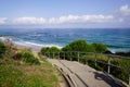 Beach stair pathway on sand fence access sea in Biarritz west coast ocean atlantic in France Royalty Free Stock Photo