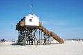 Beach stilt house at German seaside resort St. Peter-Ording Royalty Free Stock Photo