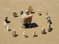 Stone circle on sandy beach