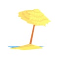 Beach straw umbrella cartoon vector illustration