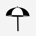 Beach striped umbrella side view icon isolated