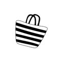 Beach striped womens bag icon isolated on white background.