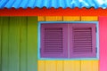 Beach style Caribbean house painted with primary colors in reggae decorative style Royalty Free Stock Photo