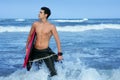 Beach summer beach portrait of young surfer Royalty Free Stock Photo