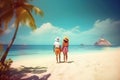 Beach summer couple on island vacation holiday, AI generated