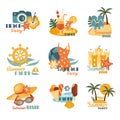 Beach And Summer Labels Set Royalty Free Stock Photo