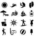 Beach, summer and nautical icon set Royalty Free Stock Photo