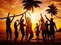 Beach Summer Party Enjoyment Happiness Youth Culture Concept Royalty Free Stock Photo