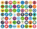 Beach and summer rest colorful icon set on rounded