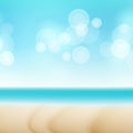 Beach Summer Seaside Vector Background. Bokeh Sky Light Wave. Blue Sky With Copy Space. Tourism Trip Illustration Royalty Free Stock Photo