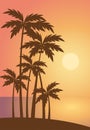 Beach summer with trees lanscape sea scenery sunset scenery Royalty Free Stock Photo