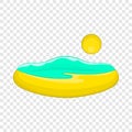 Beach and sun icon, cartoon style Royalty Free Stock Photo