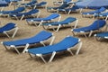 Beach sunbeds on sand Royalty Free Stock Photo