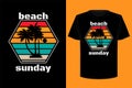 Beach Sunday retro vintage t shirt design