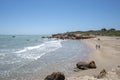 Beach on a sunny day. Mediterranean coast, sea. Alcossebre, Valencia Spain.