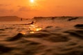 Beach sunrise in Japan, Chiba, Land of the rising sun, Hebara beach is famous for being one of the first places to see the sun ris Royalty Free Stock Photo