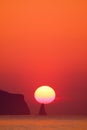 Beach sunrise in Japan, Chiba, Land of the rising sun, Hebara beach is famous for being one of the first places to see the sun ris Royalty Free Stock Photo