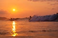 Beach sunrise in Japan, Chiba, Land of the rising sun, Hebara beach is famous for being one of the first places to see the sun ris Royalty Free Stock Photo