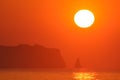 Beach sunrise in Japan, Chiba, Land of the rising sun, Hebara beach is famous for being one of the first places to see the sun ris Royalty Free Stock Photo