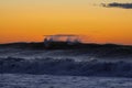 Beach sunrise in Japan, Chiba, Land of the rising sun, Hebara beach is famous for being one of the first places to see the sun ris Royalty Free Stock Photo