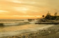 The beach at sunset, Genoa Pegli, Italy Royalty Free Stock Photo