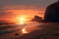 Beach Sunset Image. Generative AI