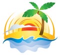 Beach Sunset Logo Royalty Free Stock Photo