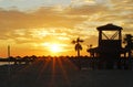 Beach at sunset, Puerto Cabopino, Spain.