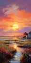 Charming Sunset Painting In The Style Of Steve Henderson