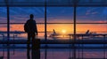 Silhouetted Travelers Enjoy Sunset on Beach generated by AI tool