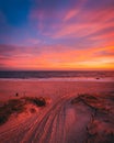 The beach at sunset, at Smith Point, Fire Island, New York