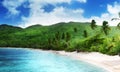 Beach in sunset time on Mahe island