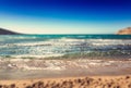 Beach in sunset time, tilt shift soft effect Royalty Free Stock Photo