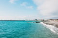 Beach in sunset time, tilt shift soft effect Royalty Free Stock Photo