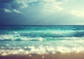 Beach in sunset time, tilt shift soft effect Royalty Free Stock Photo