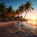 Beach sunset tropic island exotic background generated by AI Royalty Free Stock Photo