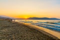 Beach on sunset in village Kavros in Crete island, Greece. Magical turquoise waters, lagoons.